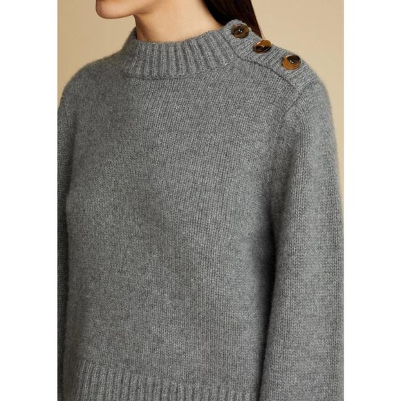 Khaite The Brie button shoulder flare sleeve cashmere sweater - Picture 2 of 12
